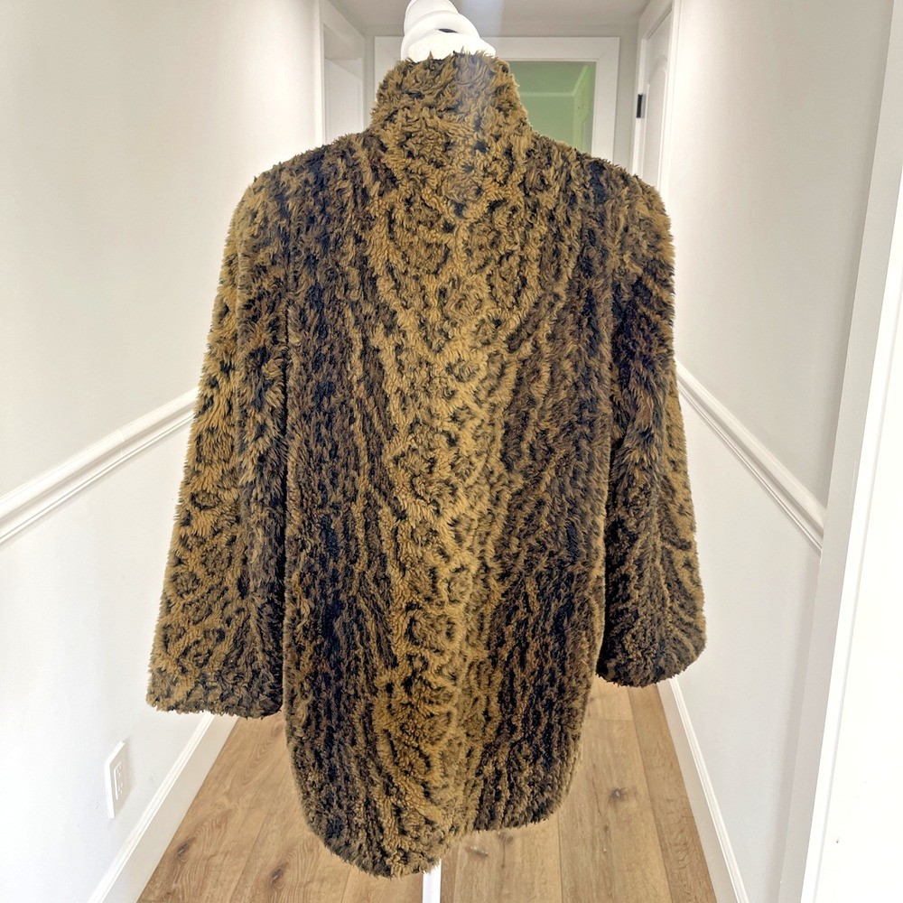Mariel USA Vintage 80s Faux Fur Animal Print Jacket Coat Mob Wife Leopard Size M - Picture 4 of 14